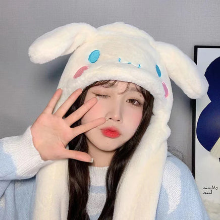 Kawaii Sanrio Ear Moving Hat: Cinnamoroll, My Melody & Kuromi Soft Plush Jumping Up Cap