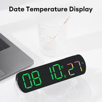 Voice Control Digital Alarm Clock Date Temperature Display Countdown Up Timer Night Mode Table Clock 12/24H Electronic LED Clock Lusy Store