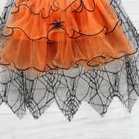 2-7Y Halloween Witch Cosplay Party Dress Cute Spider Mesh Cape Clothes Halloween Costumes for Baby Carnival Party Gifts