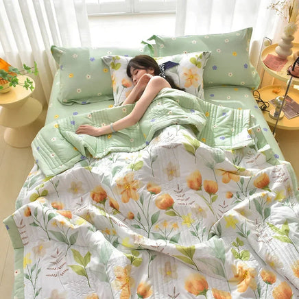 Quilted Spring Summer Quilt Soft Lightweight Duvet Summer Blanket Queen Breathable Blankets Comfortable Washable Double Quilts Lusy Store
