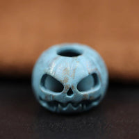 Halloween Pumpkin Skull Face Lantern EDC Brass Knife Beads DIY Woven Paracord Lanyard Pendants Outdoor Tool Hangings Accessories Blue Color