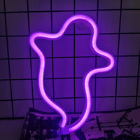 Halloween Bat Spirit LED Neon Wall Decor for Party Gift - Terrifying Atmosphere - USB or Battery Powered Ghost Purple 0-5W