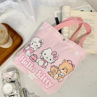 Hello Kitty Cartoon Shoulder Bag (26x24cm) - Light Canvas Shopping Tote 1