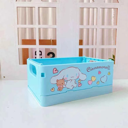 Sanrio Kawaii Hello Kitty My Melody Kuromi Cinnamoroll Desktop Storage Box Foldable Stackable Cosmetic Organizer Desktop Storage 13