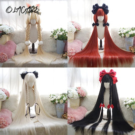 OLACARE Synthetic Super Long Curly Lolita Wig With Bangs 120cm Blonde White Pink Cute Fake Hair Women Halloween Cosplay Wigs