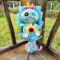 Lusy Store LLC Lilo &amp; Stitch Plush Bouquet &ndash; Soap Rose &amp; Sunflower Floral Gift &ndash; Valentine&rsquo;s, Birthday &amp; Christmas Bouquet