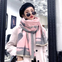 Throw Blanket Luxury Winter Cashmere Scarf Women Design Warm Blanket Horse Scarves Female Shawl Wraps Poncho Feminino Inverno Lusy Store