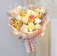 Hello Kitty Bouquet Plush Stuffed Doll Kawaii Soap Flower Gift Box Rose Flower Gifts D 4 doll 1 led 1 bag
