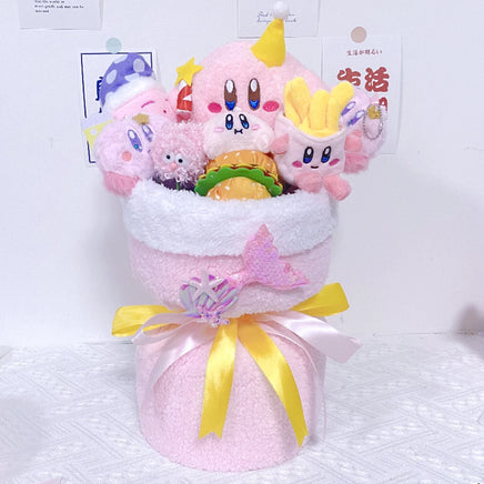 Pink Star Kirby Plush Bouquet Stuffed Plush Flower Bouquet Room Decor Girl Friend Birthday Gifts 42x26cm