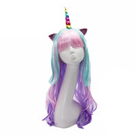 Girl Princess Elsa Anna Wig Kid Halloween Party Carnival Disguised Belle Wednesday Mermaid Rapunzel Aurora Snow White Ariel Hair Unicorn