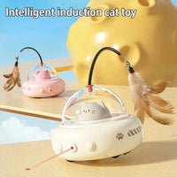 UFO Smart Teaser Cat Toy Electric Cat Teaser Stick With Bell Training Pet Toys Replaceable Feather Interactive Cat Supplies