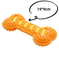 Dog Chew Toy Squeaky Bones Bite-resistant Training Puppy Toy Teeth Cleaning Interactive Massage Toothbrush Dog Toy yellow CHINA