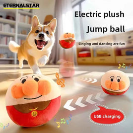 Interactive Electric Dog Toy, Rechargeable USB Jumping Ball with Plush Clown, Pet Puzzle & Training Toy