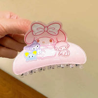 Anime Sanrio Kuromi Acrylic Clip Hello Kitty Cinnamoroll Hairpin Melody Pochacco Pompompurin Clip Girl Hairpin Shark Hair Clips Melody