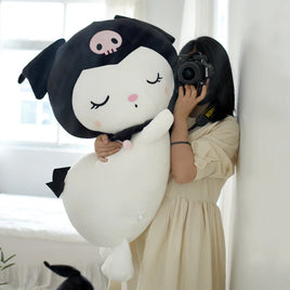 Lusy Store LLC Big Size Kuromi Plush Toy Melody Kuromi Cinnamoroll Stuffed Doll Sofa Cushion Flannel Nap Quilt Xmas Gift Plush