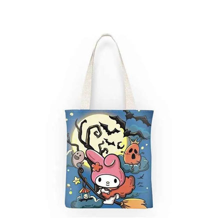 Kawaii Sanrio Halloween Hello Kittys Shoulder Bags Cartoon Anime Kuromi Girl Canvas Shoulder Bag Shopping BagNo zipper B