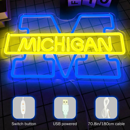 Lusy Store LLC Michigan Neon Signs LED Wall Decor for Man Bar Decor Club Bistro Neon Sign