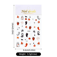 12Sheets Halloween Luminous Nail Art Stickers Cartoon Ghost /Pumpkin/Spider/Bat/Skull/Black-Cat Decals Manicure Adhesive Sliders
