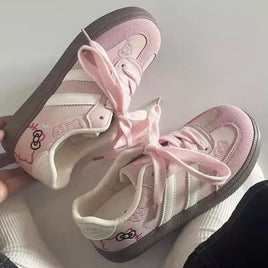 Hello Kitty Sneakers for Spring and Autumn Girls Cute Cartoon Anime Accessories Pink Fashionable Casual Board Shoes Gift