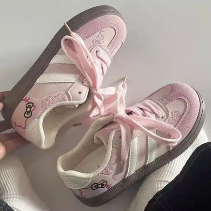 Hello Kitty Sneakers for Spring and Autumn Girls Cute Cartoon Anime Accessories Pink Fashionable Casual Board Shoes Gift