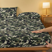 1Pcs Camouflage Green Pattern Sanding Fitted Sheet, Bedroom Camouflage Printed Bedspread, Bedding (Not Include Pillowcase) Lusy Store