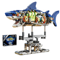 Shark Sea Life Building Blocks Set with Display Stand and Lights, Block Gift for Kids and Adults 687pcs as picture