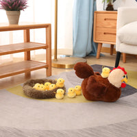 Lusy Store LLC Swan Chick Family Plush Toy Chicken Mother Baby Lifelike Animals Stuffed Doll With Nest Kids Comforting Gift Plush