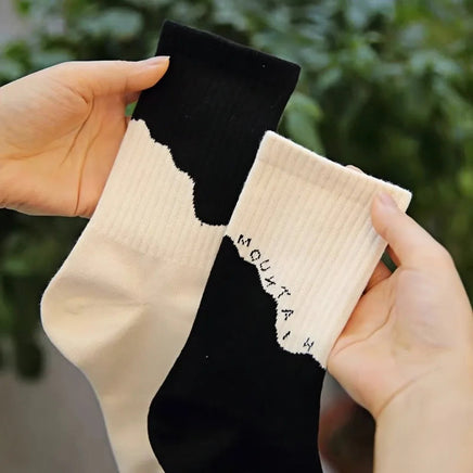1/4 Pairs Men's and women's casual socks, asymmetrical niche mid length socks Lusy Store