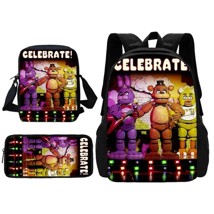 Cartoon Five Night At Freddy Child School Backpack With Shoulder Bag Pencil Bags School Bags for Boys Girls Best Gift XHOO4-TZ-145-A8