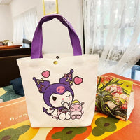 Sanrio Hello Kitty Shoulder Bag For Women Kuromi Cinnamoroll Canvas Shopping Bag Casual Large Capacity Waterproof Girl'S Handbag 03