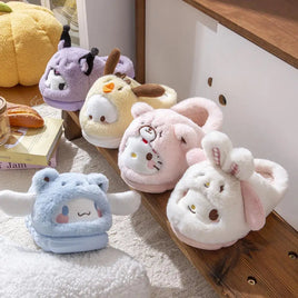 Anime Winter Plush Slippers Hello Kitty Cinnamoroll Kuromi Sanrioed Kawaii Cartoon Cute Thicken Warm Home Slippers Festival Gift Lusy Store