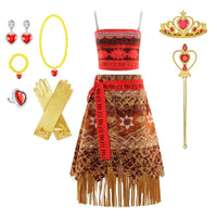 Girl Costume for Girls Moana Dress Kids Princess Dress with Necklace Halloween Costumes Party Baby Children Vaiana Outfit 6