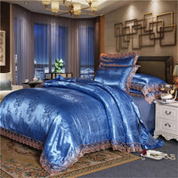 Nordic Satin Jacquard Duvet Cover Set Luxury Flower Bedding Set Adlut Quilt Cover Pillowcases Sheet Twin Queen King Home Texiles Lusy Store
