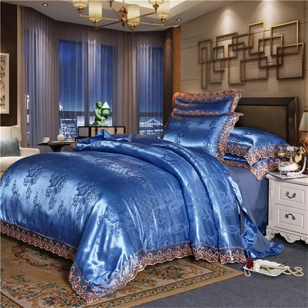 Nordic Satin Jacquard Duvet Cover Set Luxury Flower Bedding Set Adlut Quilt Cover Pillowcases Sheet Twin Queen King Home Texiles Lusy Store
