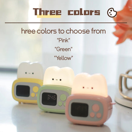LED toaster alarm clock, creative cartoon nightlight with timing function, ins wind bedside decoration