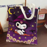 Kawaii Sanrio Halloween Hello Kittys Shoulder Bags Cartoon Anime Kuromi Girl Canvas Shoulder Bag Shopping BagNo zipper