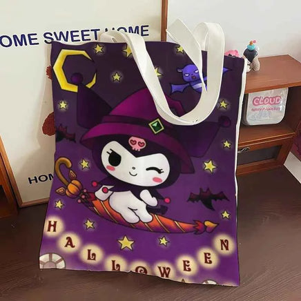 Kawaii Sanrio Halloween Hello Kittys Shoulder Bags Cartoon Anime Kuromi Girl Canvas Shoulder Bag Shopping BagNo zipper
