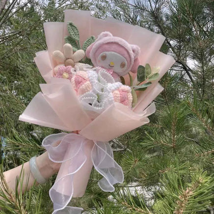 My Melody Kuromi Cinnamoroll Kt Cat Plush Doll Toy With Flowers Creative Handmade Bouquet Valentine Christmas Graduation Gifts 9