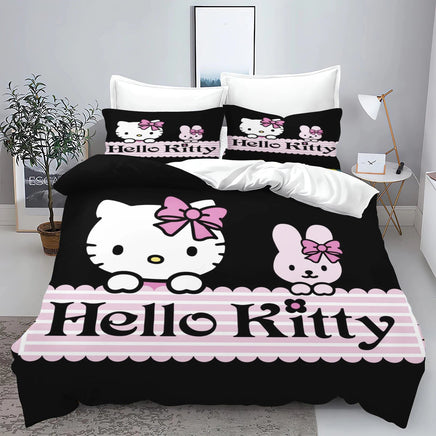 Kuromi & Hello Kitty Sanrio Cute Cartoon Duvet Cover Set 100% Polyester Bedding for Kids & Adults 2/3pcs Soft & Comfortable 6 set