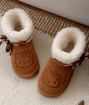 Lusy Store LLC Hello Kitty Snow Boots Anime Sanrio Women Y2k Cute Warm Cotton Shoes Kawaii Winter Non Slip Short Boot Gift Shoes