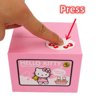Kitty Cat Piggy Bank Action Figure Anime Cartoon Stealing Coins Kid Pink Cute Piggy Bank Money Safe Birthday Children's Gifts
