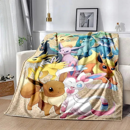 Pokemon Hot Cartoon Pikachu Figures Anime Flannel Blanket Home Sofa Lunch Break Blankets Children Student Blankets Nap Cover Kid style C