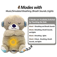 Elephant Plush Toy – Soothing Breathing Companion – Music & Light – Lusy Store Brown Otter 10"-13"