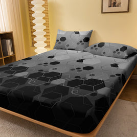 Lusy Store 1 Piece of Stacked Hexagonal Pattern Frosted Bedsheet, Bedroom Printed Bedspread, Bedding (Excluding Pillowcases) 