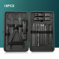 7/10/12/18/20/24PCS Set Professional Manicure Set Kits Stainless Steel Fingernail Toenail Clippers Set with Leather Portable Lusy Store