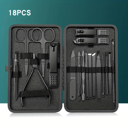 7/10/12/18/20/24PCS Set Professional Manicure Set Kits Stainless Steel Fingernail Toenail Clippers Set with Leather Portable Lusy Store