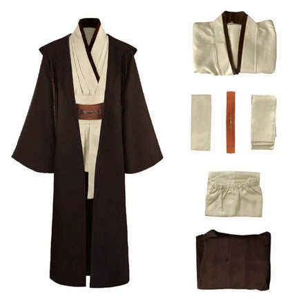 Halloween Jedi Cosplay Star Wars Costume - Unisex Warrior Anime Outfit Dark Brown