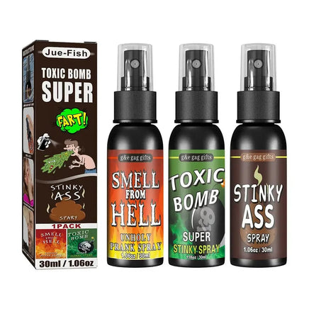 6pcs-1pcs 30ml Halloween Props Liquid Fart Spray Non Toxic Stink Bomb Ass-Smelly Stinky Gas Prank Toy Joke Party Supplies 3PCS flavors