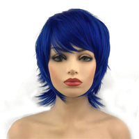 StrongBeauty Halloween Wig Blue Assassination Classroom Akabane Karma Cosplay Wigs Red Synthetic Hair color-blue 6inches
