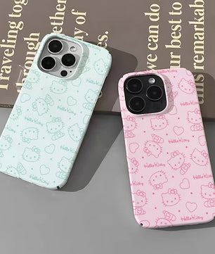 Lusy Store Cute Cartoon Hello Kitty Phone Case for IPhone 16 15 14 13 12 11 Pro Max XS XR XSMax 6 7 8 Plus Glossy HD Hard PC Cover 
